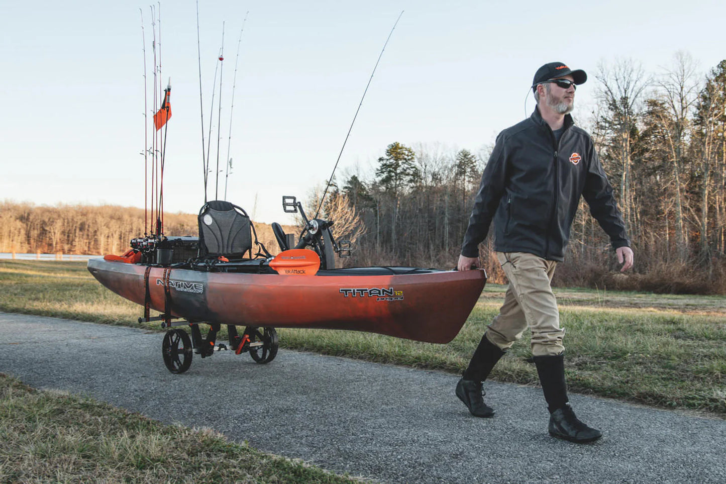 YakAttack TowNStow BarCart Universal Kayak Cart – Collapsible, Tool-Free, Heavy-Duty Cart for Kayaks & SUPs